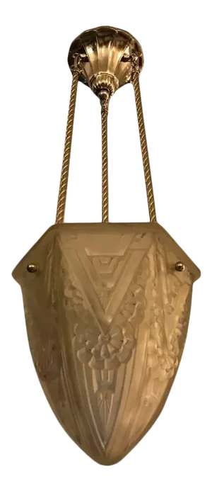 French Art Deco Geometric Chandelier Pendant by Schneider