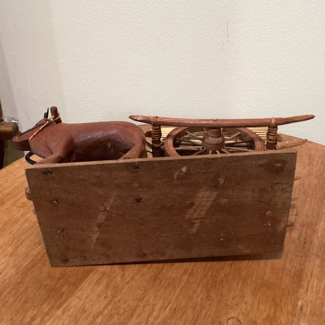 Late 19th Century Japanese Carved Wooden Ox Oxen Drawn Tumbril Cart Sculpture For Sale - Image 11 of 12