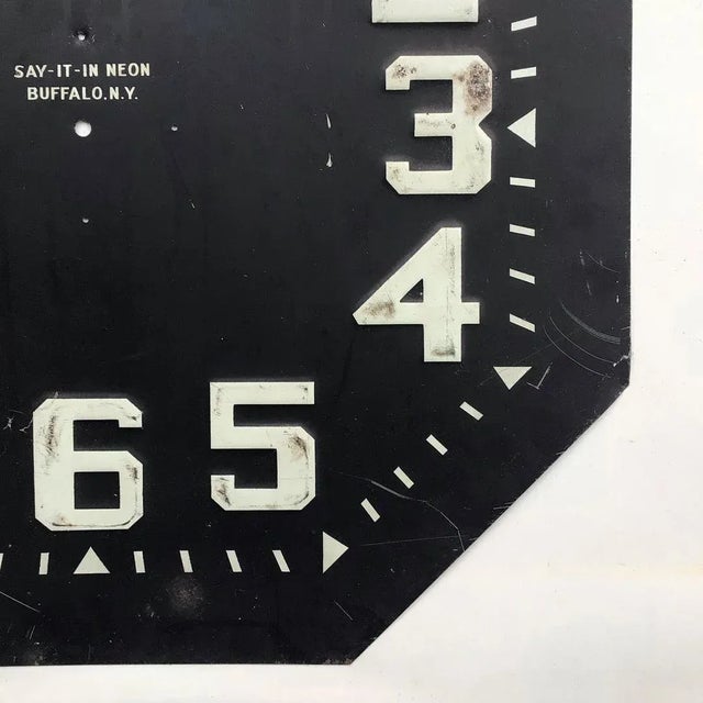 Circa 1940s Black and White Embossed Metal Clock Face For Sale - Image 6 of 8