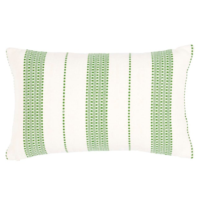 Contemporary Schumacher Lubeck Stripe 20" Lumbar Pillow in Green For Sale - Image 3 of 3