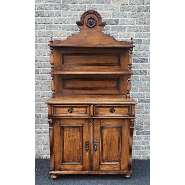 Antique German Primitive Pine Rustic Buffet Cabinet Hutch C1880 ...