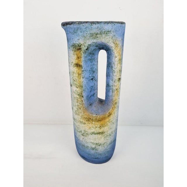 Aqua Large Fireclay Ceramic Floor Vase by Ágoston Simó, 1960s For Sale - Image 8 of 18