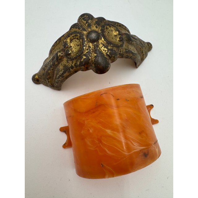 Set of 4 Vintage Drawer Pulls Handles Bakelite and Brass 1940's For Sale - Image 10 of 10