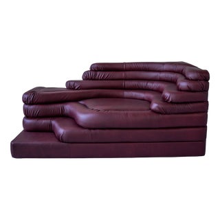 Terrazza Sofa Landscapes in Burgundy Leather by Ubald Klug for de Sede, 1970s, Set of 4 For Sale