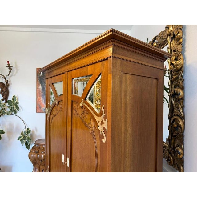 Antique Art Nouveau Mirrored Wardrobe, 1890s For Sale - Image 9 of 16
