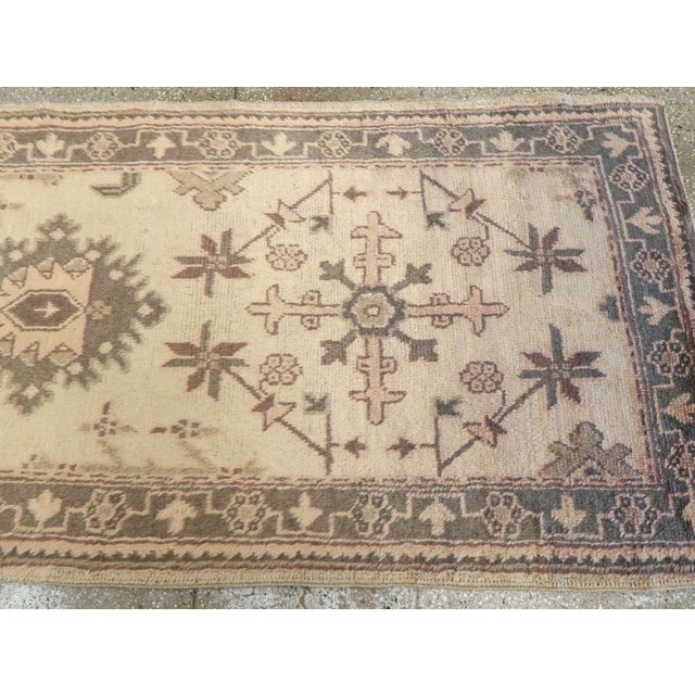 Textile Galerie Shabab Collection Mid-20th Century Handmade Turkish Oushak Runner For Sale - Image 7 of 10