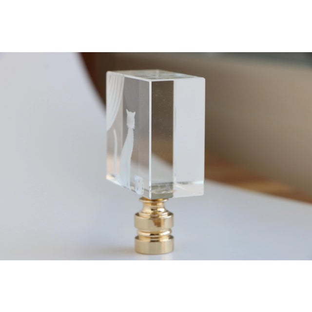 Crystal Cat Lamp Finial on Golden Brass Hardware For Sale - Image 4 of 6