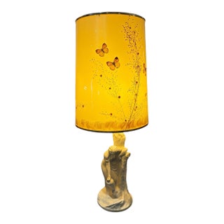 1960s Van Briggle Pottery Lamp “Rebecca at the Well” With Original Butterfly Shade For Sale