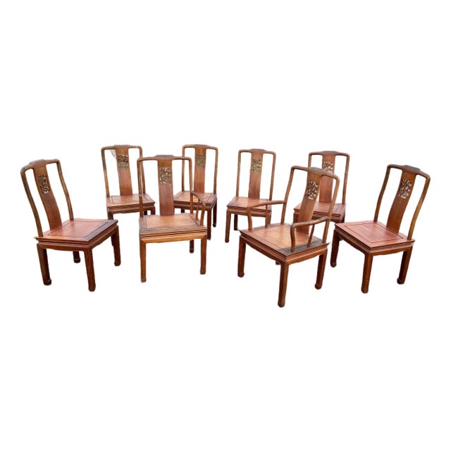Antique Chinese Ming Style Rosewood Chair Set of 8 Need Restoration For Sale