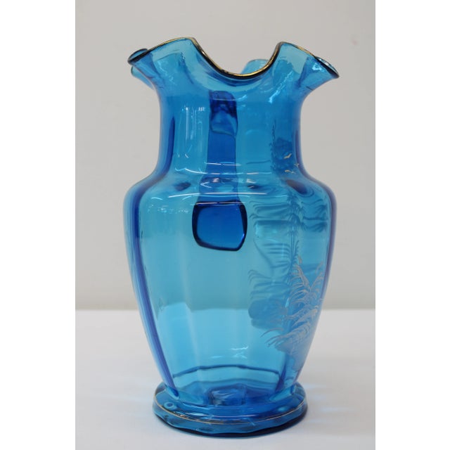 Victorian Blue Glass Pitcher W/ 5 Tumblers For Sale In San Francisco - Image 6 of 10