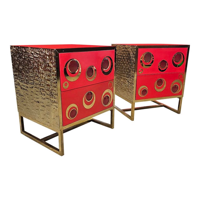 Glass and Brass Bedside Tables, 1980s, Set of 2 For Sale - Image 4 of 6