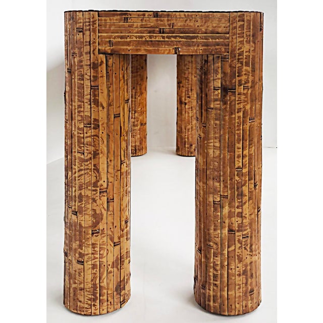 1980s Vintage McGuire Style Split-Reed Bamboo Console Table For Sale - Image 5 of 7