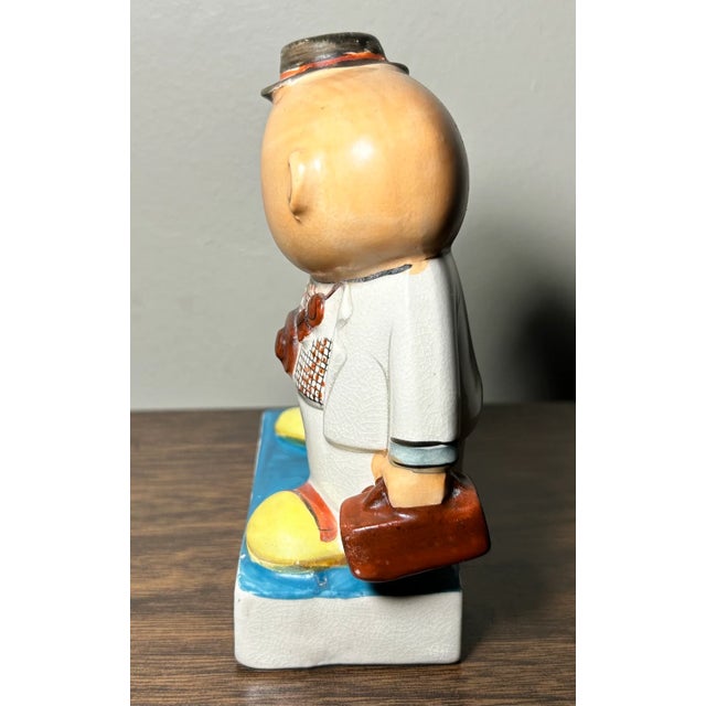 Traditional Vintage 1950’s Ucagco Travel Broadens Man With Luggage Ceramic Novelty Figurine Made in Japan For Sale - Image 3 of 6