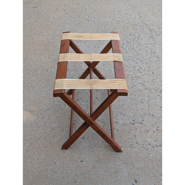 Mid-Century Modern Vintage Wooden Folding Luggage Rack Stand For Sale - Image 3 of 6