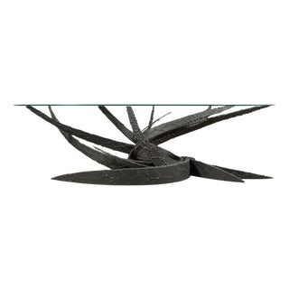 Silas Seandel Brutalist Iron Torch Cut Cocktail Table For Sale