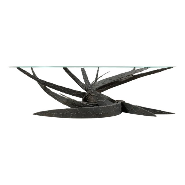 Silas Seandel Brutalist Iron Torch Cut Cocktail Table For Sale