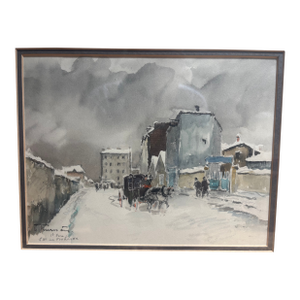 Watercolor Signed by Joseph-Marie Le Tournier