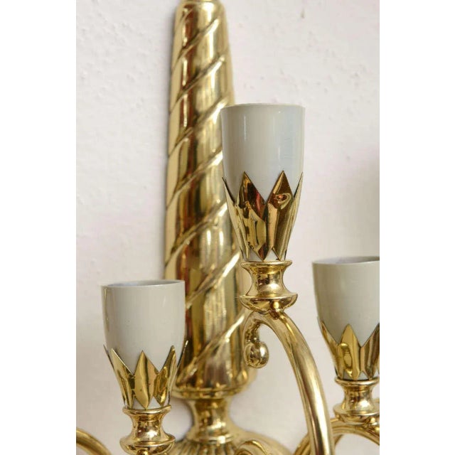 Italian Brass Sconces - Pair For Sale - Image 9 of 10