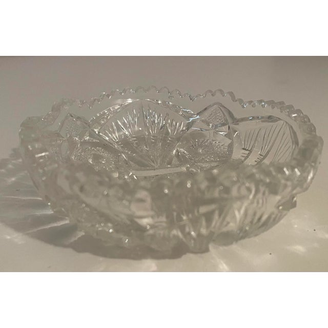 Victorian 1800's Antique Glass Candy Dish - Hobstar Sawtooth Pattern For Sale - Image 3 of 8