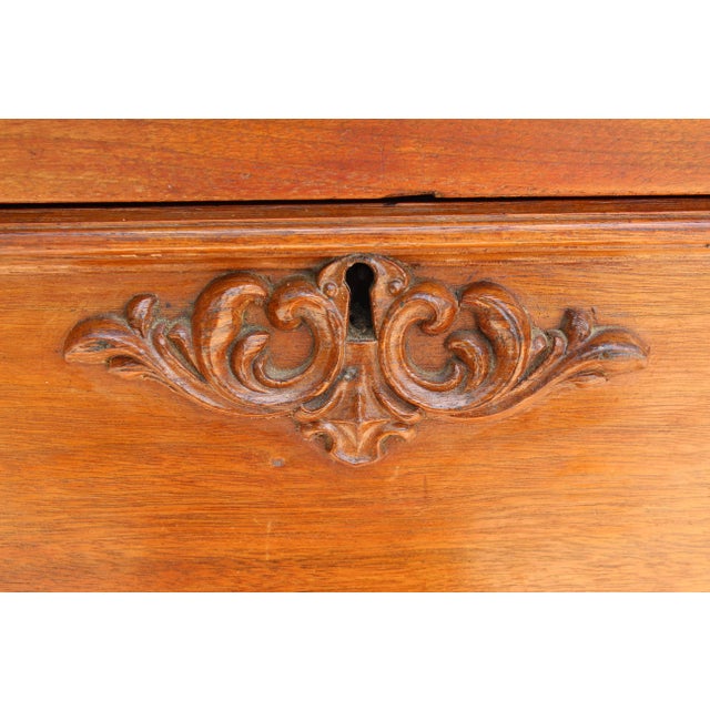 Exceptional 19th Century Renaissance Revival Walnut & Marble Drop-Center Dresser For Sale - Image 16 of 18