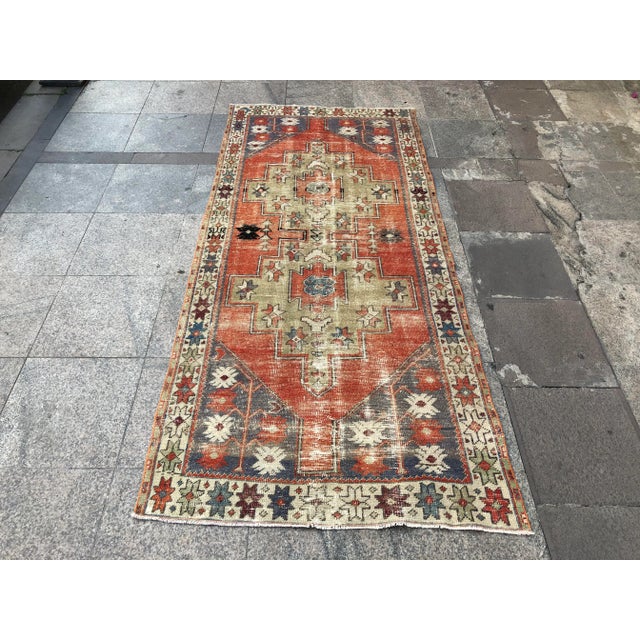 Vintage Turkish Handmade Nomadic Rug- 3′5″ × 4′6″ For Sale - Image 11 of 11
