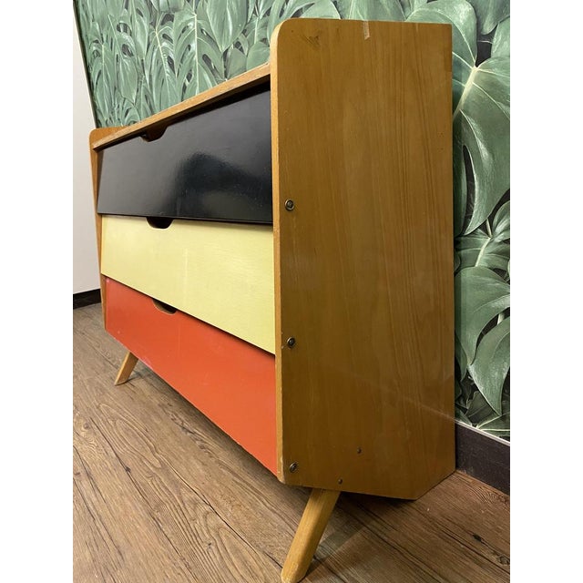 Mid-Century German Red, Yellow and Black Formica Shoe Cabinet, 1950s For Sale - Image 10 of 18