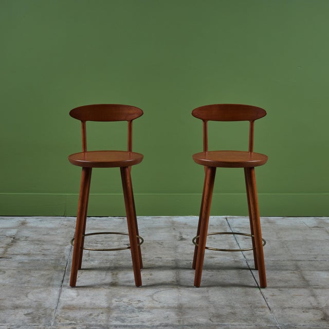 Brande Møbelfabrik Pair of Kurt Østervig Bar Stools for Brande Møbelindustri For Sale - Image 4 of 12