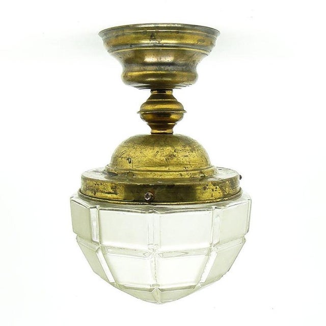 Early 20th Century Art Nouveau Pendant Lamp in Brass and Glass, Austria-Hungary For Sale - Image 9 of 9