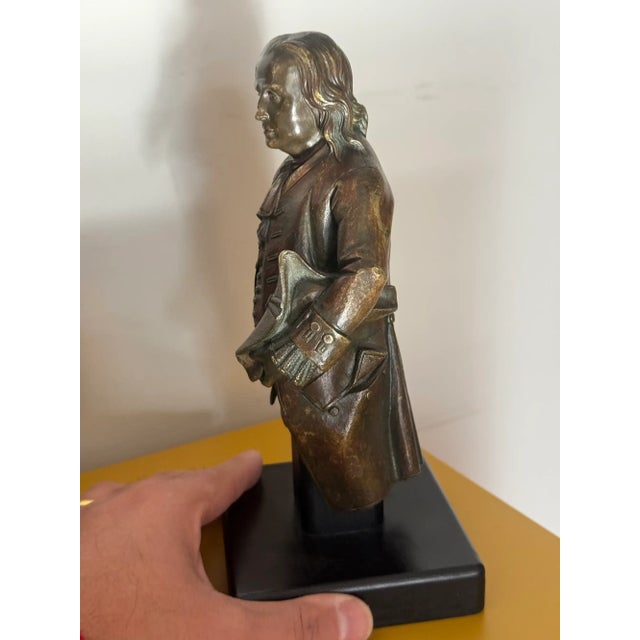 19th Century Gilt Bronze Portrait Sculpture of Benjamin Franklin Circa 1830s For Sale - Image 9 of 14