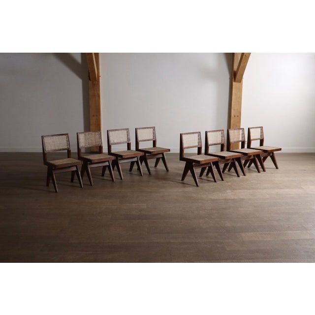 Office Cane Chairs from Pierre Jeanneret, India, 1950s, Set of 8 For Sale - Image 10 of 18