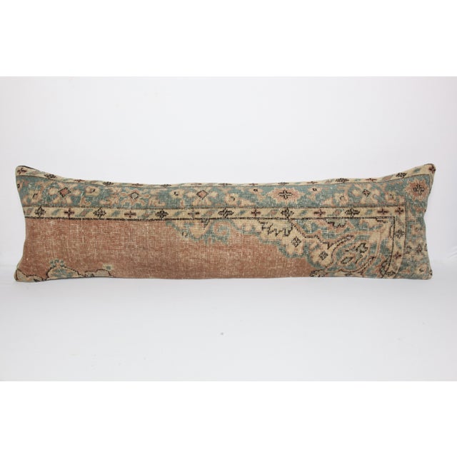 Mid 20th Century Handmade Muted Tones Vintage Rug Pillow Cover -14'' X 47'' For Sale - Image 5 of 11