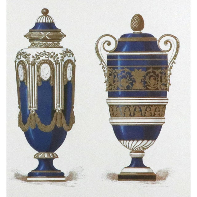Blue and gold at their most opulent: a genuine 19th-century chromolithograph of three magnificent royal-blue Sèvres...