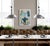 This abstract expressionist composition features bold brushstrokes of cool and warm shades of blue with accents in green,...