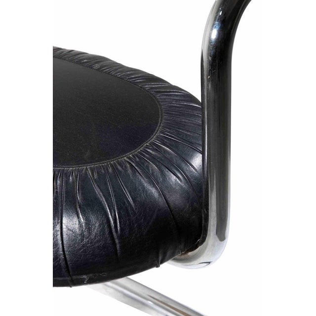 Set of 4 Black Cobra Chairs by Giotto Stoppino, Italy 1970s. Chromed tubular steel structure and black leather. 78x49x46...