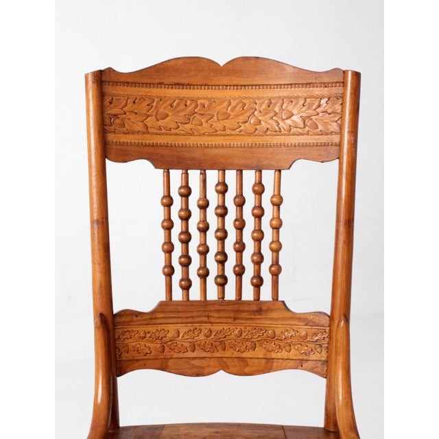 Antique Victorian Eastlake Chair With Embossed Leather Seat For Sale - Image 10 of 12