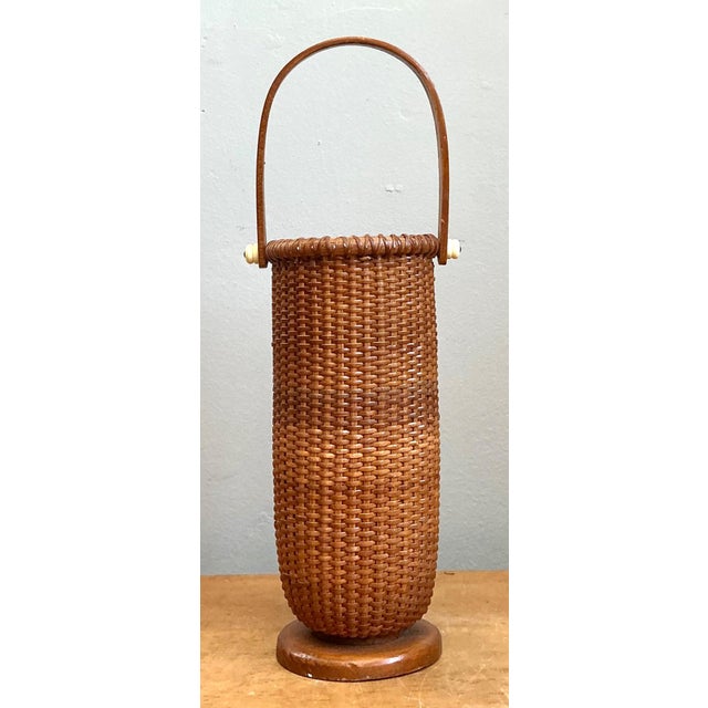 Vintage Shaker Tall Woven Rattan Basket For Sale - Image 17 of 18
