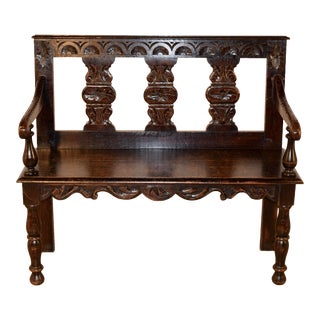 19th Century French Oak Settee For Sale