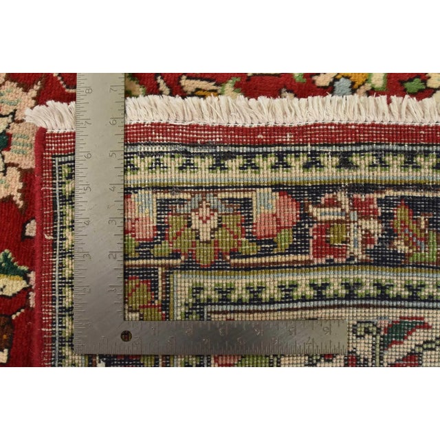 Tabriz Rug 10'2'' X 12'8'' Red Wool Vintage Traditional Hand-Knotted Carpet For Sale - Image 15 of 15