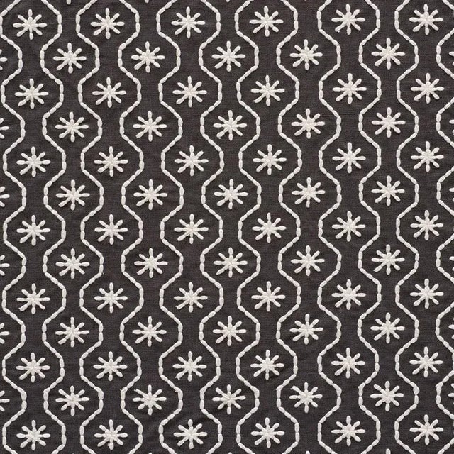 Sample - Schumacher Gigi Embroidery Fabric in Graphite For Sale
