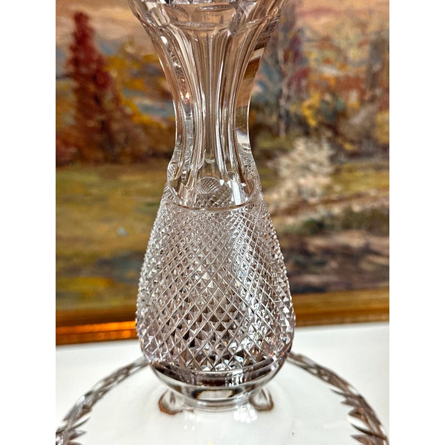 Transparent Early 20th Century Wheel Cut Glass Candlestick Lamps - a Pair For Sale - Image 8 of 18