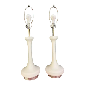 Pair of 1970s Opaque Frosted Glass Table Lamps by Laurel Lamp Co. Mid Century