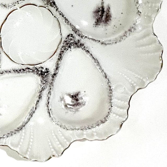Late 19th Century Weimar Porzellan Oyster Plates - Luster and Gold Decoration - Set Four For Sale - Image 12 of 14