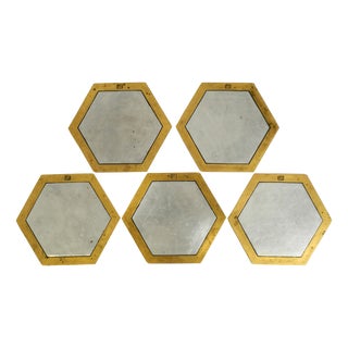 Brutalist Aluminum and Brass Coasters by David Marshall, 1970s, Set of 5 For Sale