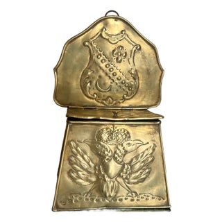 Brass Embossed Double Eagle & Shield Lidded Box, 19th Century For Sale