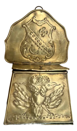 Brass Embossed Double Eagle & Shield Lidded Box, 19th Century