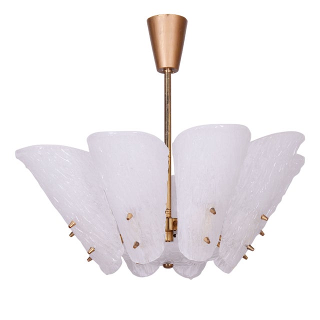 Mid-Century Brass and Glass Pendant attributed to J. T. Kalmar, Austria, 1950s For Sale