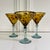 A beautiful set of 3 hand-blown tortoise-shell pattern martini glasses with light blue stems. Add a decorative touch to...