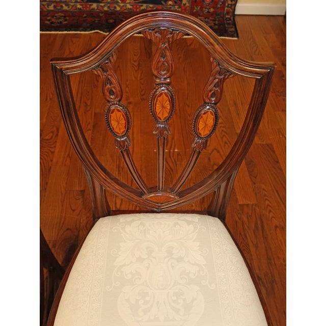 ​1990s Set of 8 Mahogany Satinwood Inlaid Baltimore Federal Style Dining Chairs For Sale - Image 17 of 18