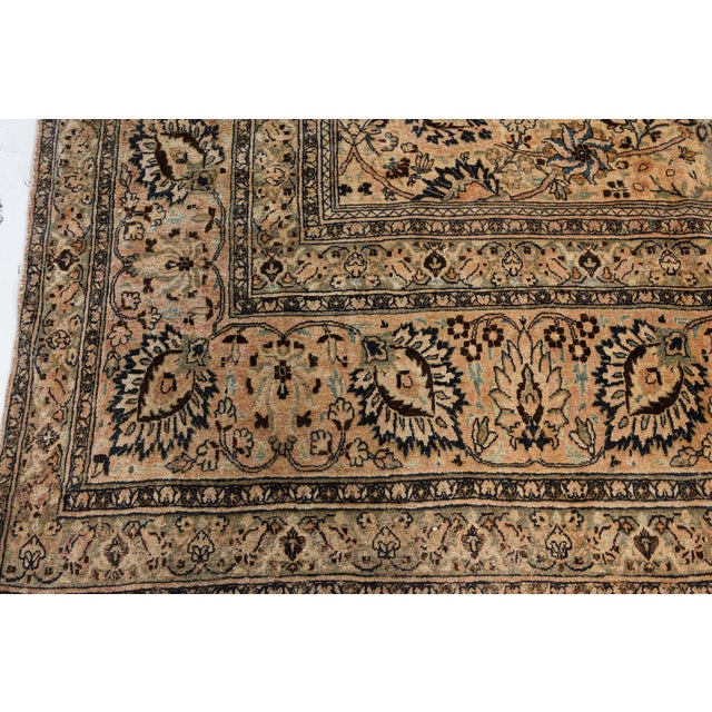 Textile Antique Persian Meshad Botanic Handmade Wool Rug For Sale - Image 7 of 8