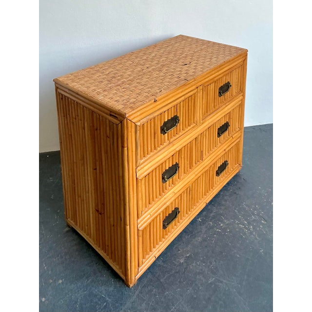 Khaki Vintage Boho Pretzel Rattan Chest of Drawers For Sale - Image 8 of 12